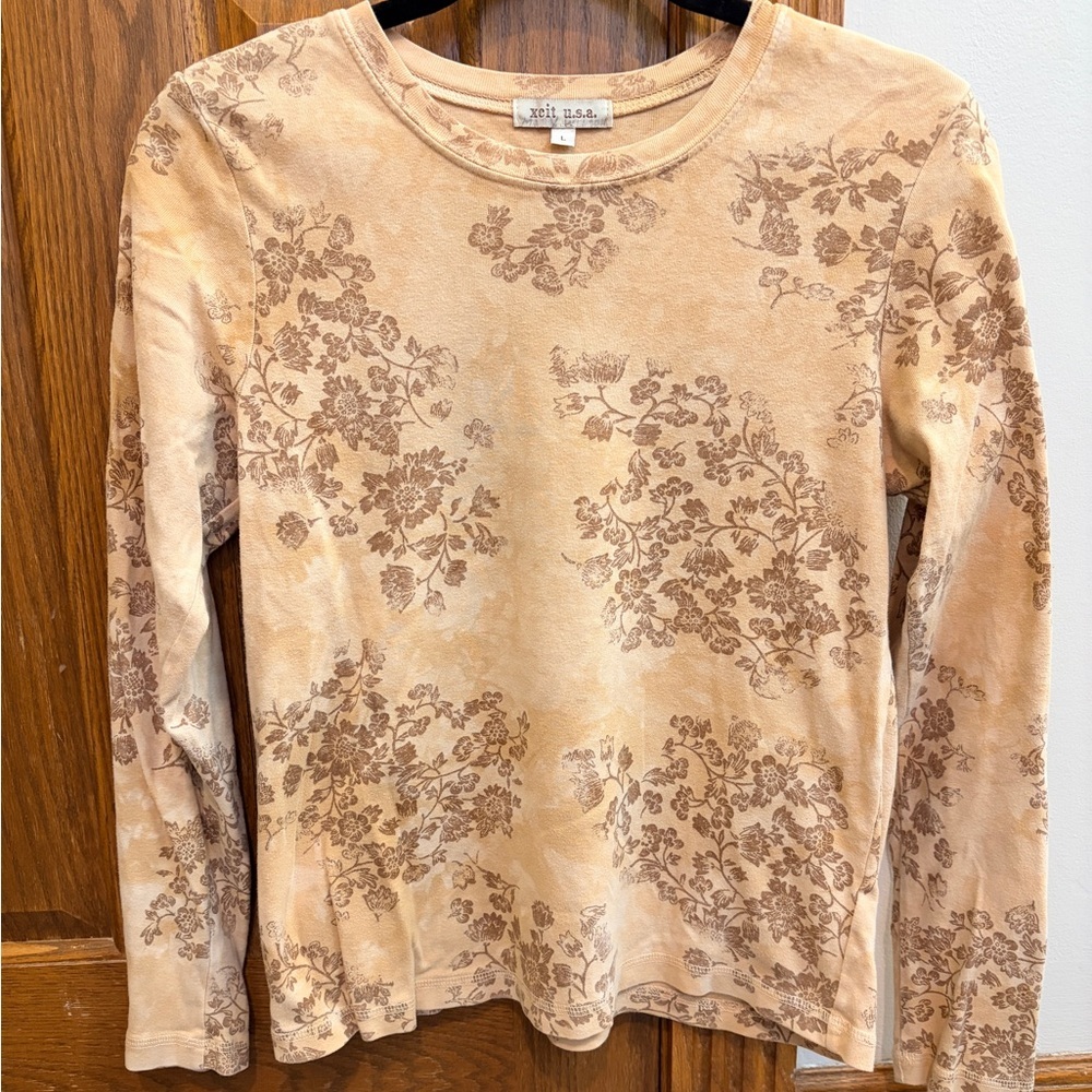 Y2K Floral Tie Dye Long Sleeve Top fairycore cottagecore vintage boho